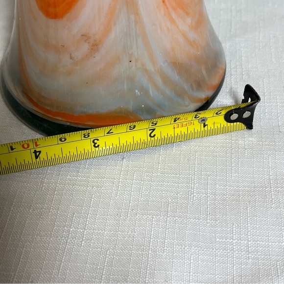 Arklahoma Co Art Glass Vase (Sooner Ozark) White Orange Swirl. Vintage - Picture 5 of 10